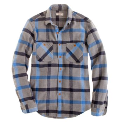 Wallace & Barnes broken twill shirt in blue plaid