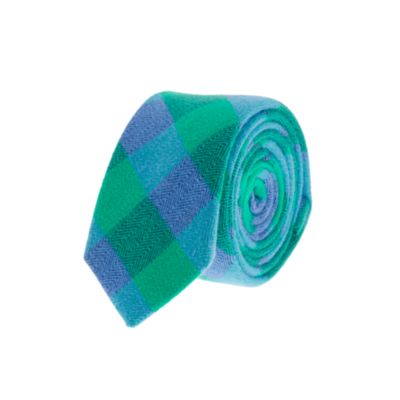 Boys' green buffalo check tie