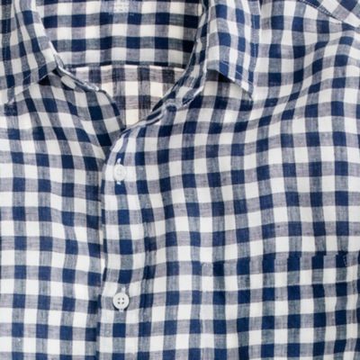 Tall Irish linen shirt in gingham