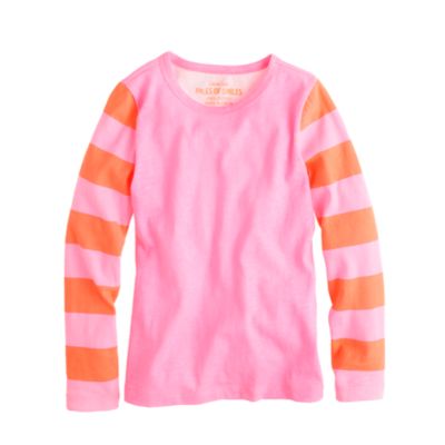 Girls' long-sleeve stripe neon tee