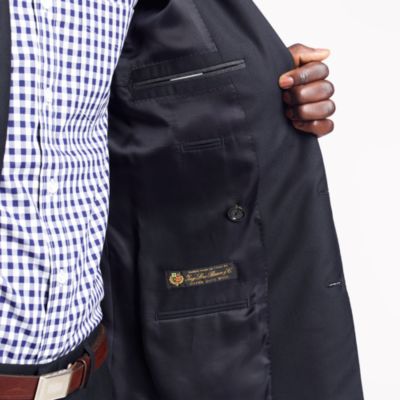 Ludlow double-breasted peak lapel blazer with double vent in Italian wool