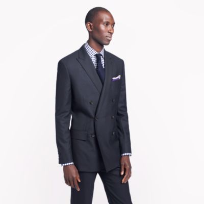 Ludlow double-breasted peak lapel blazer with double vent in Italian wool
