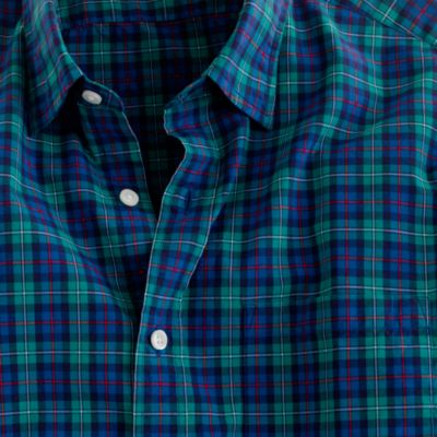 Slim Secret Wash shirt in point green tartan