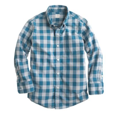Boys' Secret Wash shirt in oversize gingham