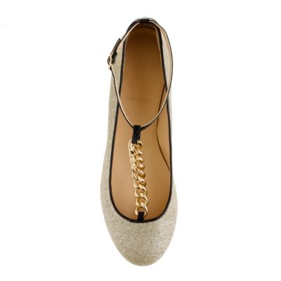 Glitter T-strap ballet flats