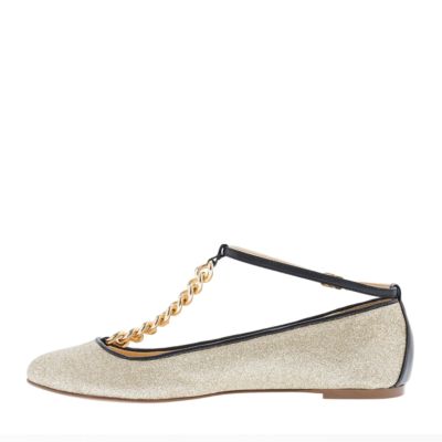 Glitter T-strap ballet flats