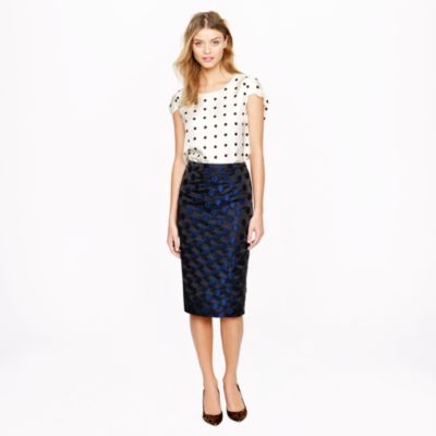 No. 2 pencil skirt in dot brocade