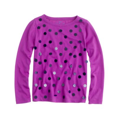 Girls' long-sleeve paillette scatter tee