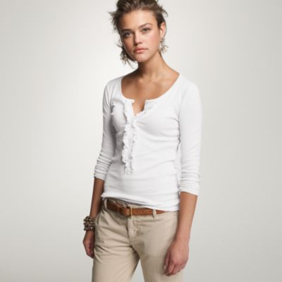 Perfect-fit ruffle henley tee