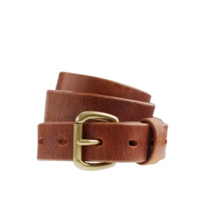 Leather denim belt
