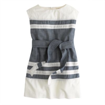 Girls' chambray-stripe dress