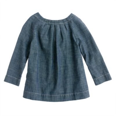 Girls' chambray bow tunic