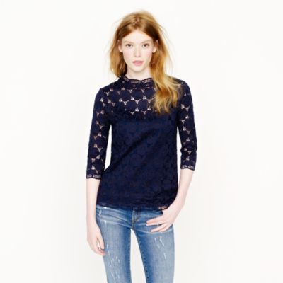Lustre lace mockneck tee