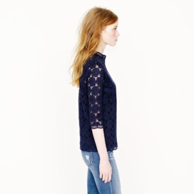 Lustre lace mockneck tee