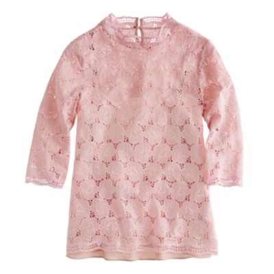 Lustre lace mockneck tee
