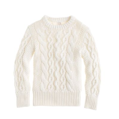 Boys' cotton loose cable crewneck sweater