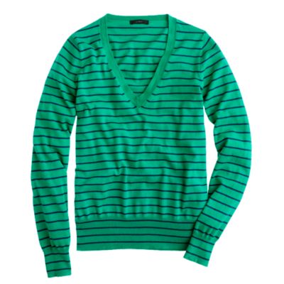 Cotton V-neck sweater in stripe