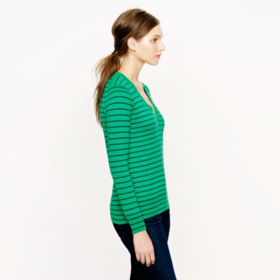 Cotton V-neck sweater in stripe