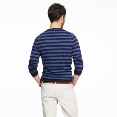 Cotton-cashmere crewneck sweater in nautical stripe
