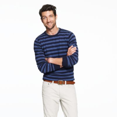 Cotton-cashmere crewneck sweater in nautical stripe