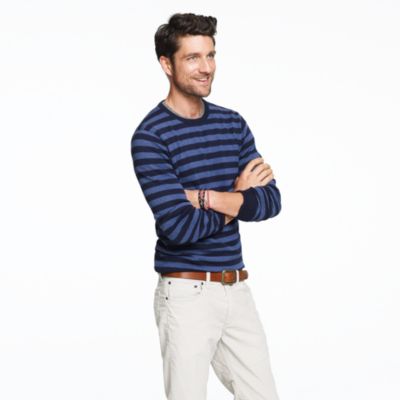 Cotton-cashmere crewneck sweater in nautical stripe