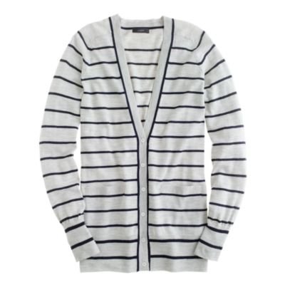 Classic merino long cardigan in stripe
