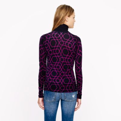 Merino turtleneck sweater in abstract diamond