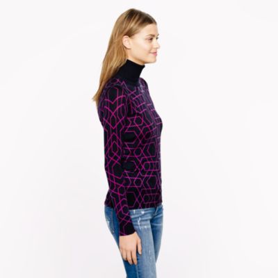 Merino turtleneck sweater in abstract diamond