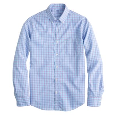 Slim Secret Wash shirt in papaya tattersall