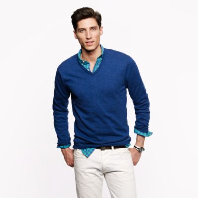 Tall cotton-cashmere V-neck sweater