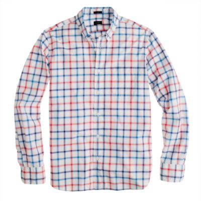 Slim Secret Wash shirt in papaya check