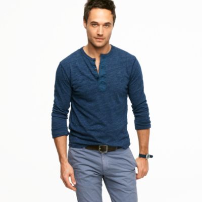 Heathered jersey henley