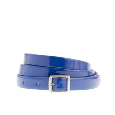 Patent leather square-buckle belt