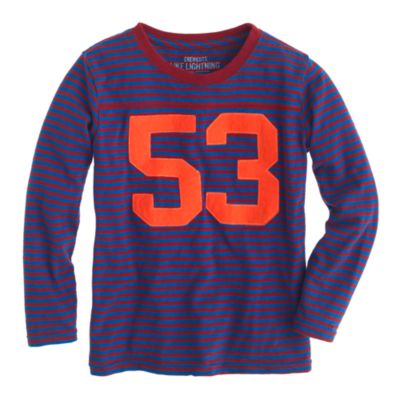 Boys' long-sleeve stripe football #53 tee