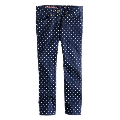Girls' toothpick jean in polka dot