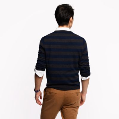Merino V-neck sweater in rugby stripe
