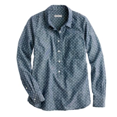 Circle-print chambray popover