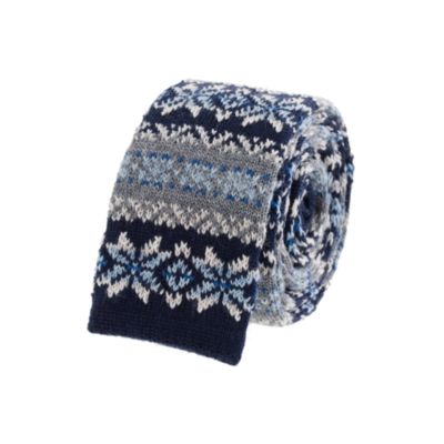 Fair Isle knit tie in mineral grey