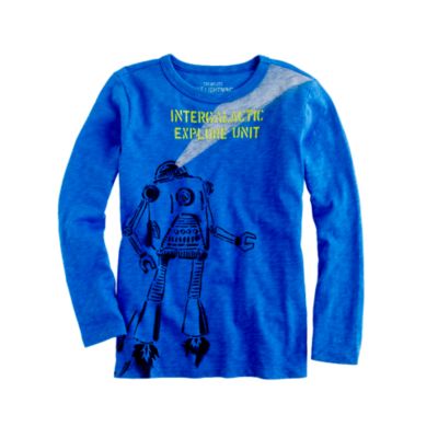 Boys' long-sleeve stencil robot tee