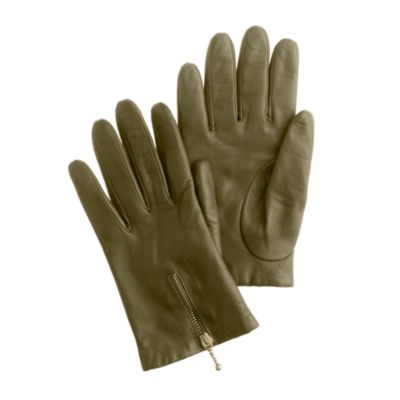 Zip leather gloves