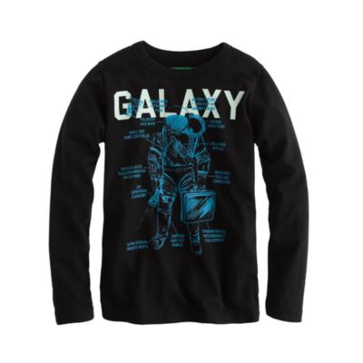 Boys' glow-in-the-dark long-sleeve galaxy tee