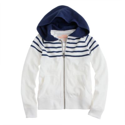 Boys' heavyweight slub cotton zip hoodie in stripe