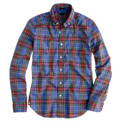 Slim Secret Wash shirt in atlantic tartan