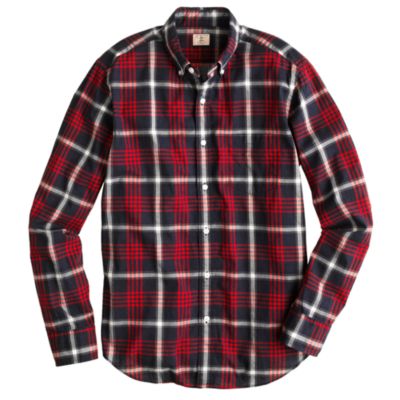Slim Secret Wash shirt in dark poppy plaid