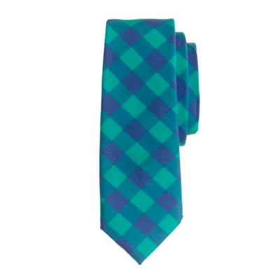 Boys' tie in pacific turquoise gingham