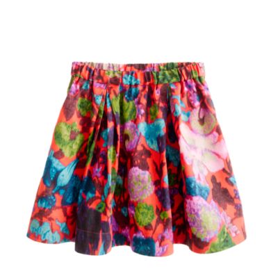 Girls' pull-on party skirt in flame floral