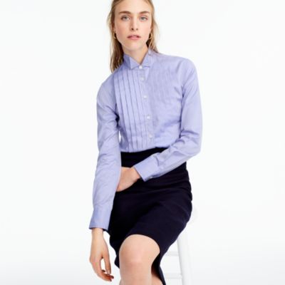 Tuxedo shirt in blue Thomas Mason&reg; fabric