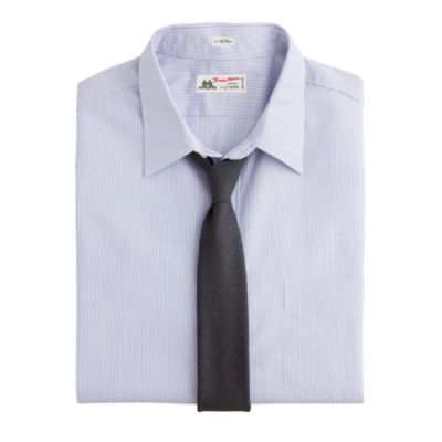 Thomas Mason&reg; fabric point-collar dress shirt in Watermill stripe