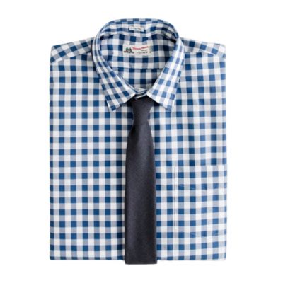 Thomas Mason&reg; fabric point-collar dress shirt in gingham