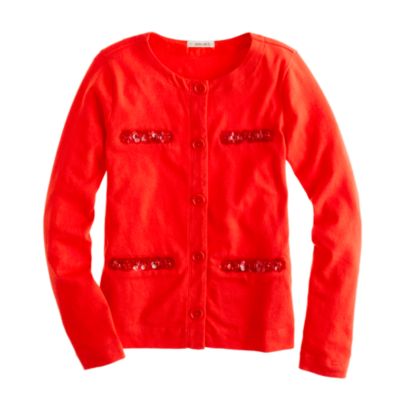 Girls' embellished cotton cardigan